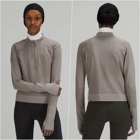 RARE Lululemon Cropped 1/2 Zip Long Sleeve Grey 4 NWOT - Picture 1 of 4